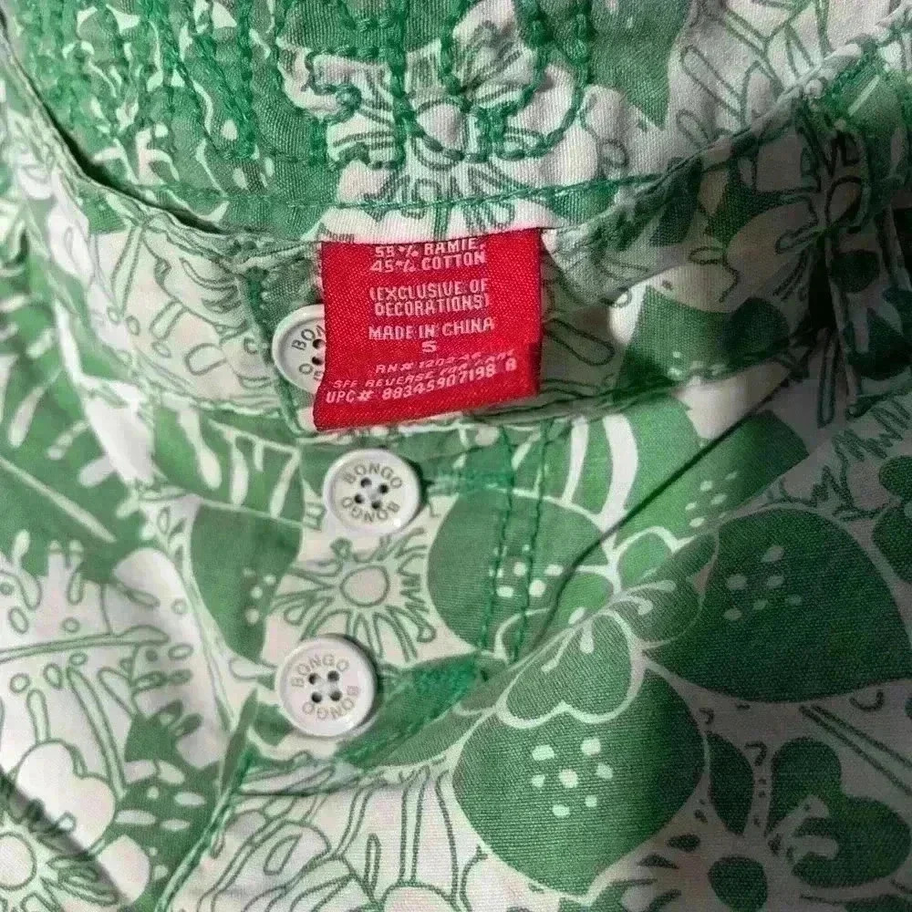 Bongo Retro Vtg Y2K 90'sFloral Shorts Green White Womens Paisley Shorty Shorts 5 - Picture 7 of 14
